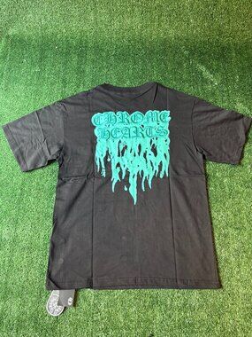 Chrome Hearts Black Teal Drip Logo Graphic Tee NWT